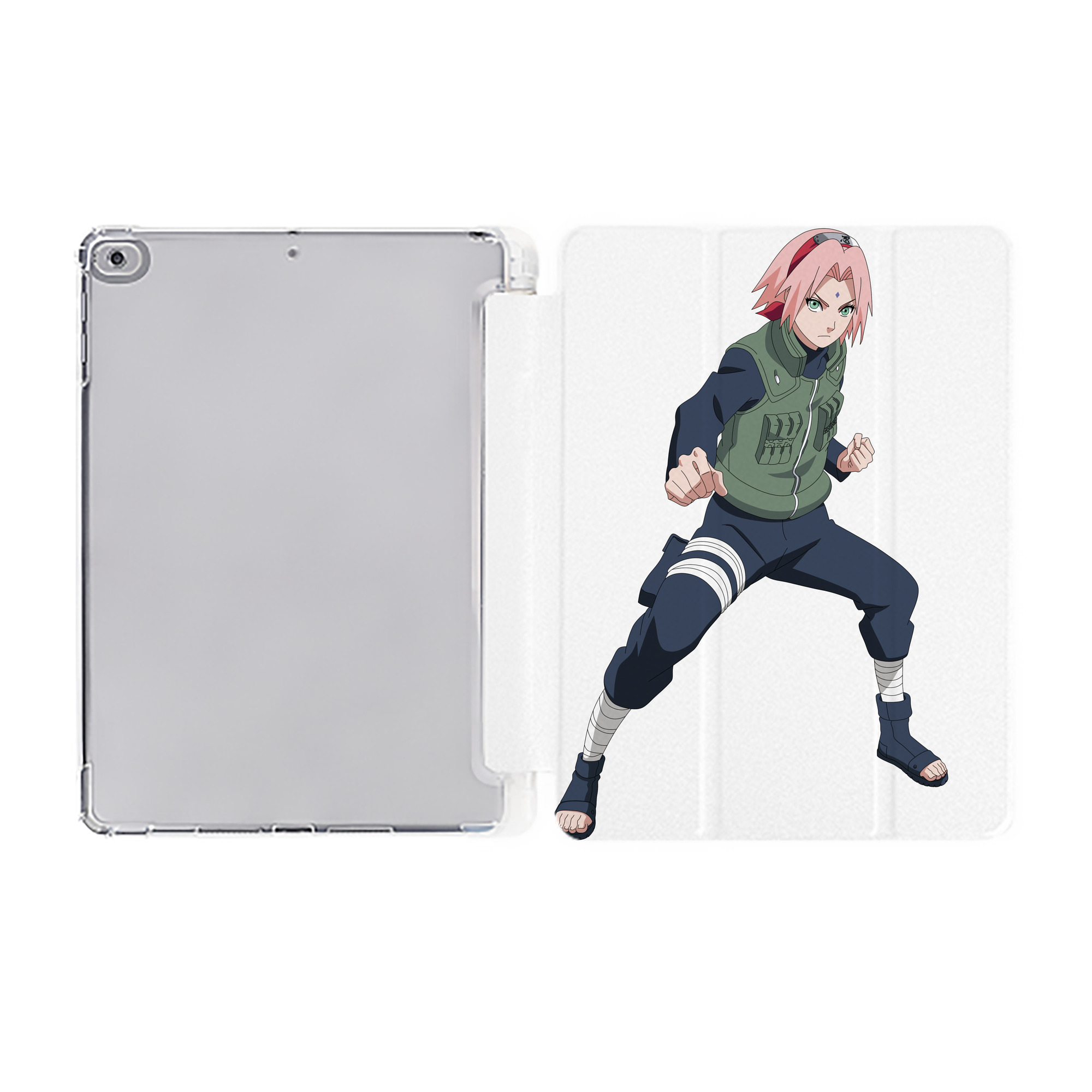 （画像用） NARUTO -ナルト- 春野サクラ Haruno Sakura IPad ケース ペン収納付き 三つ折りスタンド PUレザー×シリコン 対応機種9.5/10.5/10.9インチ